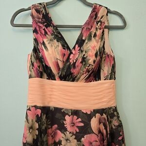 Floral Sleeveless Dress - Pink and Black